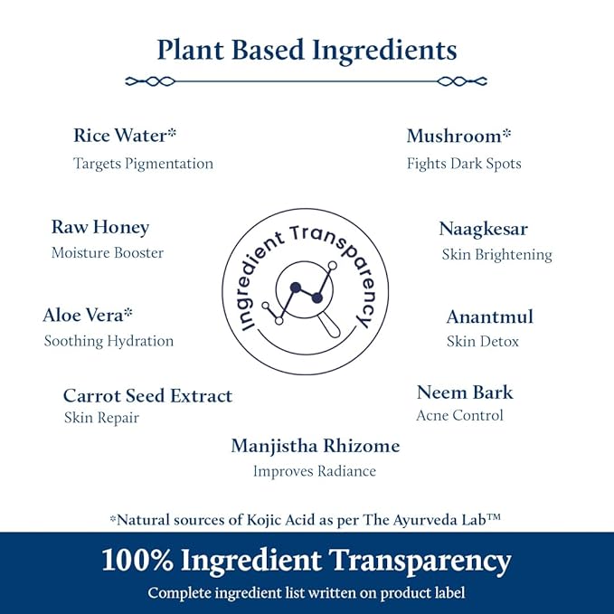 Blue Nectar Rice Water Face Wash with 2% Kojic Acid for Pigmentation | Face Cleanser for Oily, Dry & Sensitive Skin | Face Wash for Women & Men (11 Herbs, 6.76 Fl Oz)