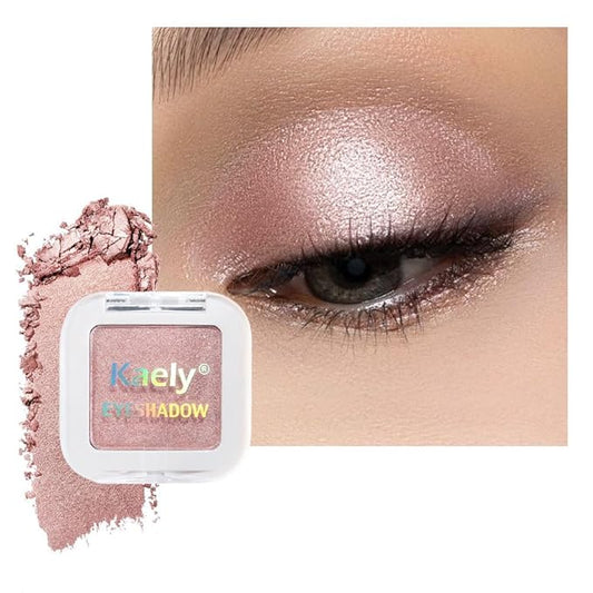 evpct Dusty Pink Single Eyeshadow Palette, Rose Gold Ice Pink Nude Glitter Cream Eye shadow Palette Singles Brightener Makeup for Older Women, High Pigment Waterproof Monochrome Mini Eyeshadow