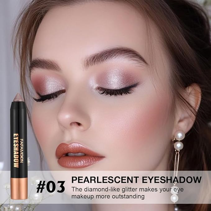 AMY'S DIARY Shimmer Purple Gold Eyeshadow Stick, Cream Eye Shadow Pencil Waterproof, Eyeshadow Crayon Pen Eye Brightener Stick for Eyes Highlighter