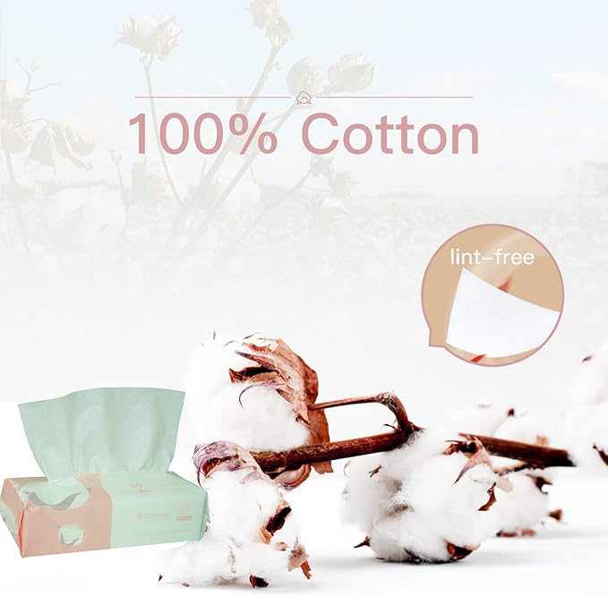 Extra Thick Cotton Tissue Careboree Face Drying Towel for Men Women Kids Disposable Dry Wipes Unscented Makeup Removing (3 pack)