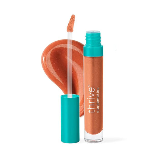 Thrive Causemetics Sheer Strength Lip Plumping Peptide Gloss, Lip Plumper with Vitamin E, Peptides, Plumps, Smooths & Hydrates Lips, High Shine, Vegan & Cruelty Free, Ruth (Peach Taupe Shimmer)