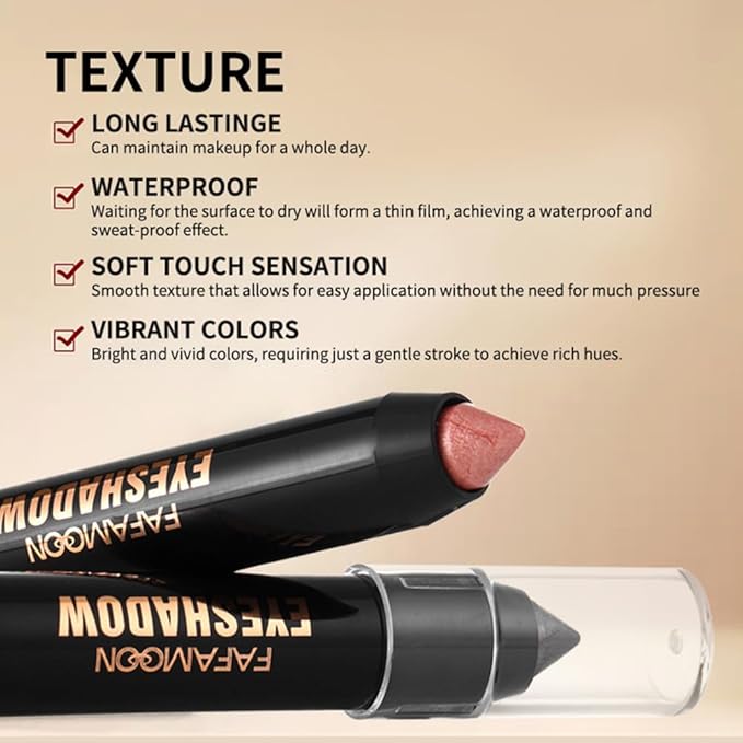 AMY'S DIARY Light Gold Shimmer Eyeshadow Stick, Cream Eye Shadow Pencil Waterproof, Eyeshadow Crayon Pen Eye Brightener Stick for Eyes Highlighter