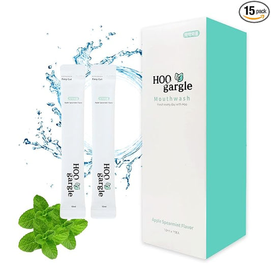 KN FLAX Natural Mild Flavored Portable Mouthwash for Adults and Kids, Alcohol Free Individual Packets, Mouthwash Travel Size, Apple Spearmint, 10ml/0.33oz (Pack of 15)