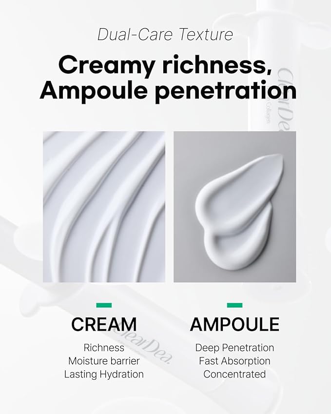 Mucin Collagen Voluming Ampoule Moisturizer Face Cream (Dual Collagen + Mucin Care) – Deep Hydrating Facial Skin Care for Women, 4ml x 5