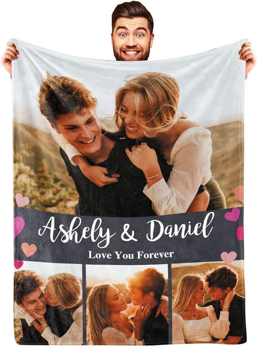 Ships Next Day, Personalized Blankets for Couples Photo Blankets for Girlfriend Boyfriend, Custom Blankets Flannel Blanket for Boyfriend Birthday Gift