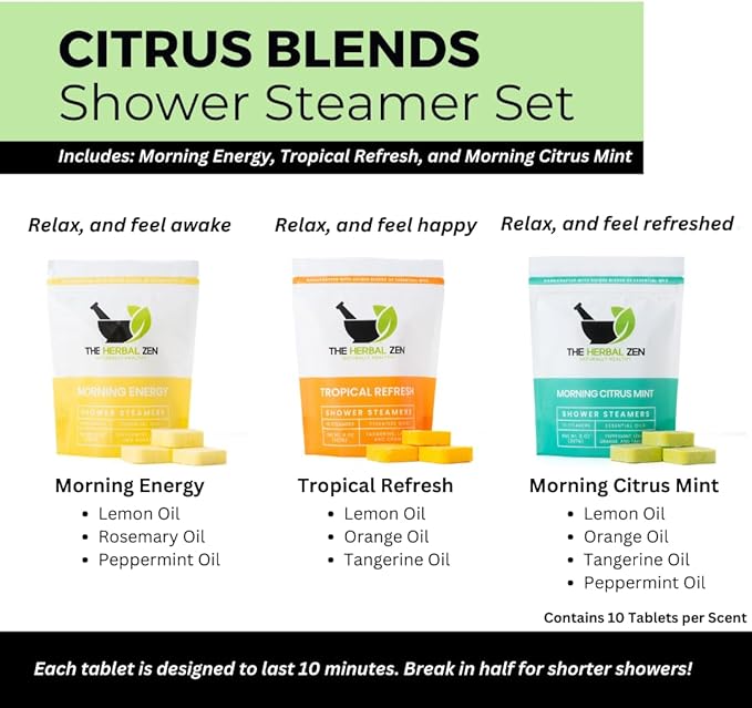 Bulk Shower Steamers with Essential Oils Combo Set by The Herbal Zen (3 Packs of 10 Tablets, Value Set), Bulk Shower Bombs, Relaxation Gift for Women and Men, Birthday Gifts, Mothers Day Gift