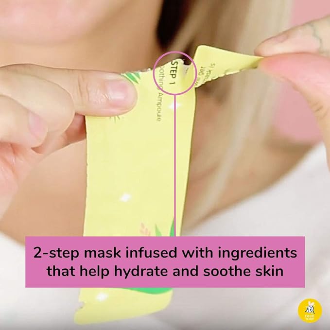 FACETORY K Beauty Face Mask Skin Care - Glow Baby Glow 2-Step Sheet Mask with Niacinamide & Aloe + Calming Ampoule | Brightens, Hydrates, Glowing Skin (10 Pack)