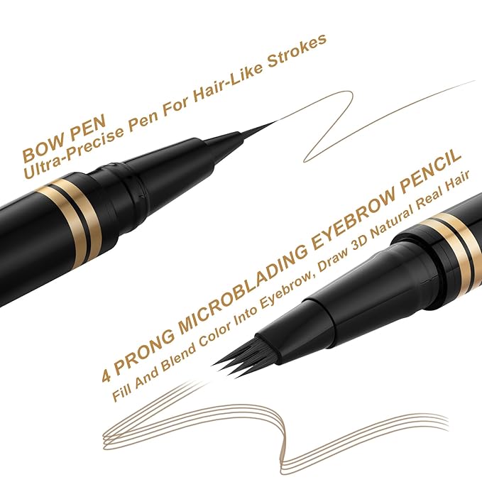 Eyebrow Pen,2-in-1 Waterproof Eyebrow Pencil with 4 Tip Microblading Brow Pen and Ultra-Precise Brow Pencil,with Dual-ended Eyebrow Brush,Eyebrow Makeup for Natural Looking - Taupe