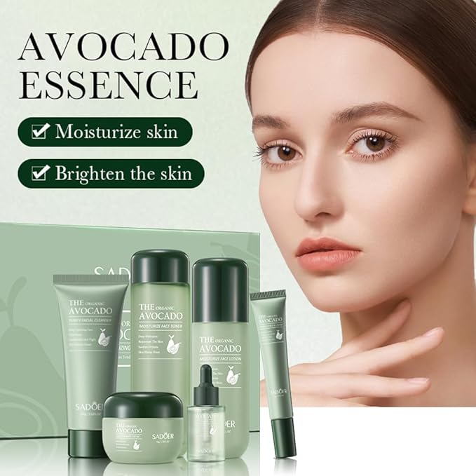 Avocado Skincare Sets, 6pcs Skin Care Gift Set with Lip Balm, Toner, Lotion, Face Serum, Eye Cream For Hydrating Skin, Anti-Aging Skin For Women Teen Girls (Extra Large, 6, Count)