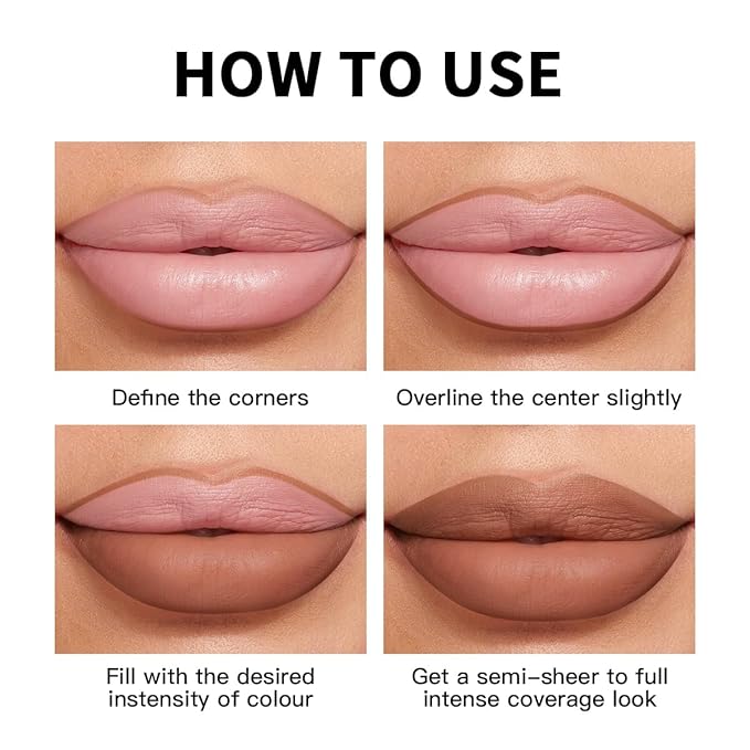 USHAS Lipstick and Lip Liner Combo Set 2 in 1 Waterproof Matte Lipstick pen for Women Lip liner Set Long Lasting with Makeup Set (Y13, Pack of 1)