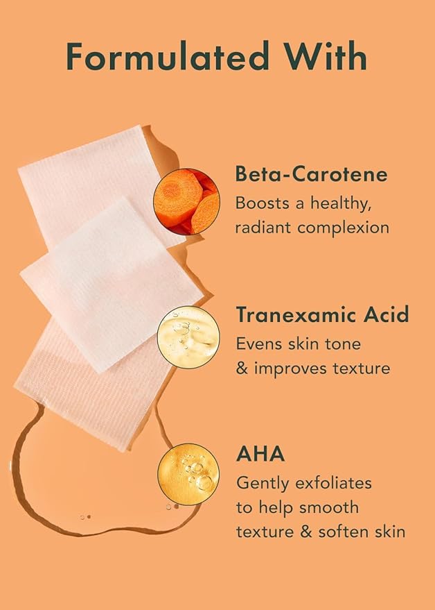 Rael Toner Pads - Cotton Pad for Face, Korean Skin Care, Dual Textured, Exfoliating and Soothing with Carotene, Niacinamide, Hyaluronic Acid, Hydrating, Vegan (70 Count)