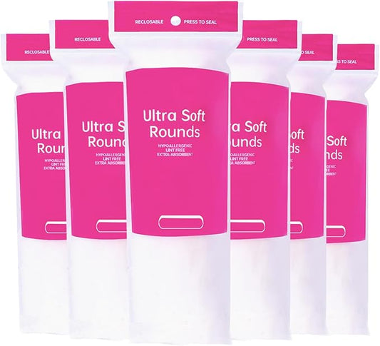 600 PCS Cotton Rounds – 100 Count (Pack of 6) - Soft, Absorbent, Face Pads for Makeup Removal, Skincare, Skin Care and Facial Cleansing - Lint Free