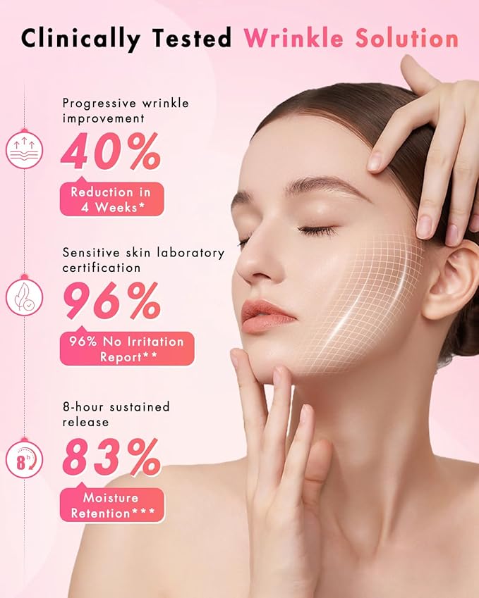 Forehead Wrinkle Patches & Smile Line Patches, Overnight Facial Wrinkle Treatment with Hyaluronic Acid, Aloe, Collagen & Vitamin E to Lift Smile Lines for Women 72pcs