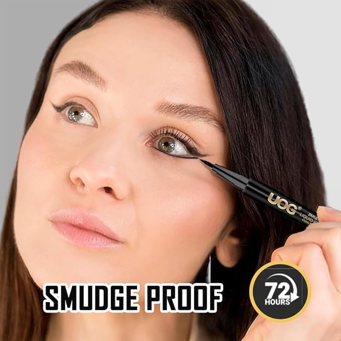 UOG (United One) Liquid Eyeliner - Waterproof, Smudge-Proof, Quick-Dry Formula with Precise Slender Brush Tip, Allergy-Free & Long-Lasting Up to 72 Hours. 1.0mL/0.035 Fl oz