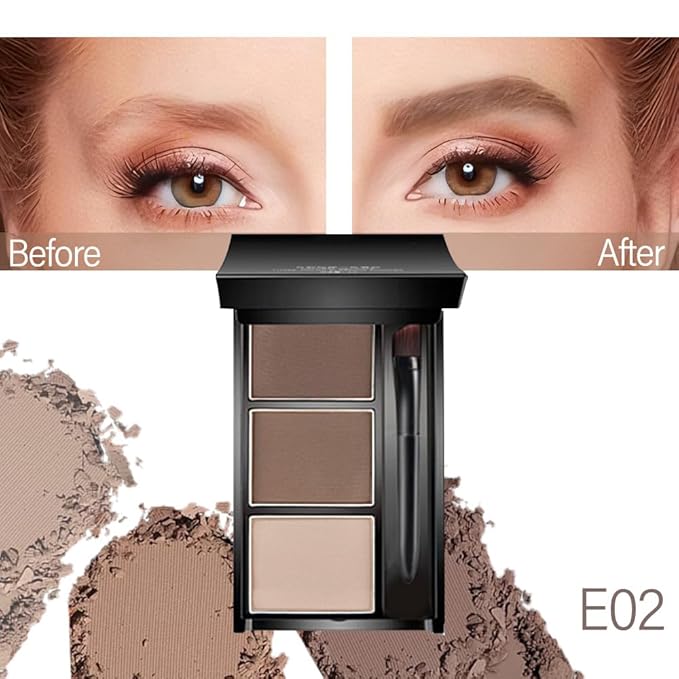 Eyebrow Powder Dark Light Brown Kit,Eye Brow Powder for Women with Brow Brush,Long-Lasting Waterproof Three Colors Brow Filler Get Full Defined Natural Brows,Eyebrow Powder Makeup