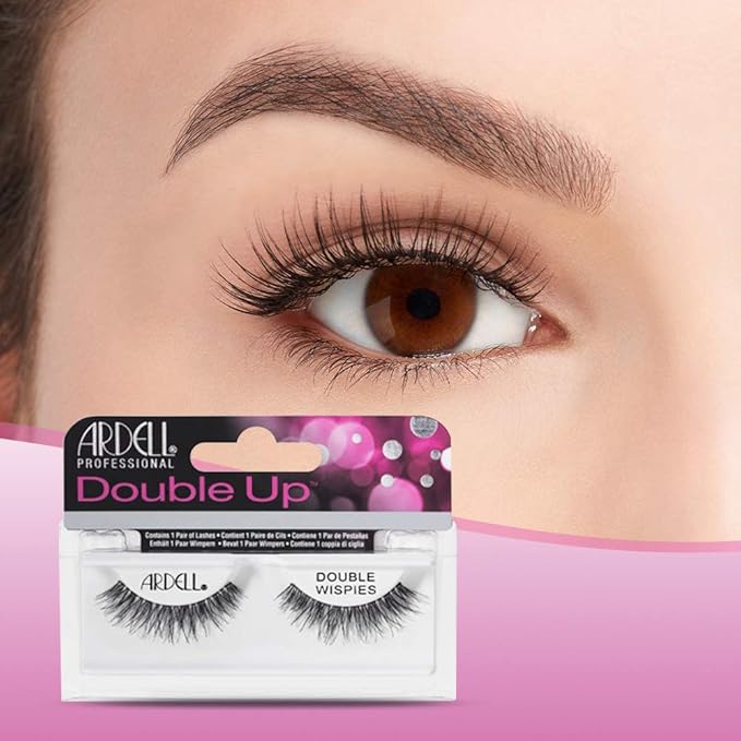 Ardell Double Up Wispies False Eyelashes - Black, Dramatic Volume, Wispy Lashes for a Full Look, 4 Pack