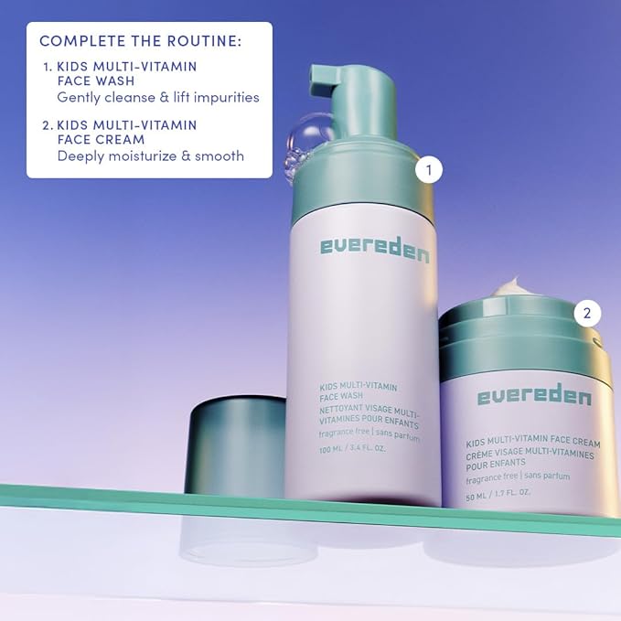 Evereden Fragrance-Free Kids Face Cream: 1.7 oz. | Unscented Face Lotion | Clean and Non-Toxic Face Moisturizer | Multi-Vitamin Unscented Skin Care for Kids