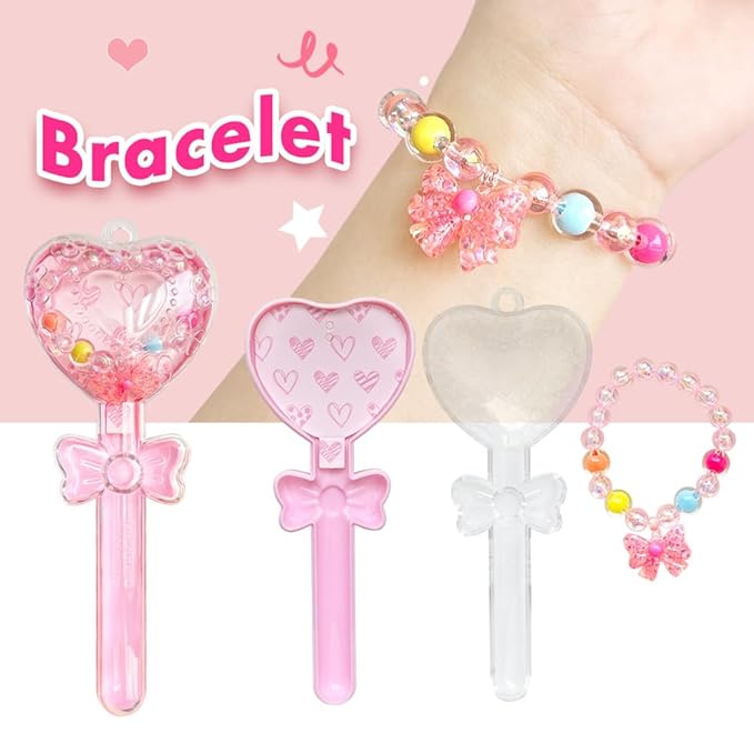 6-in-1 Heart Shine Lip gloss Set - 2 Lip Balms and Make Up Set and Magic Charm Bracelet | Girls Birthday Gift Box with Ice Cream Surprise Non Toxic, Party Favours