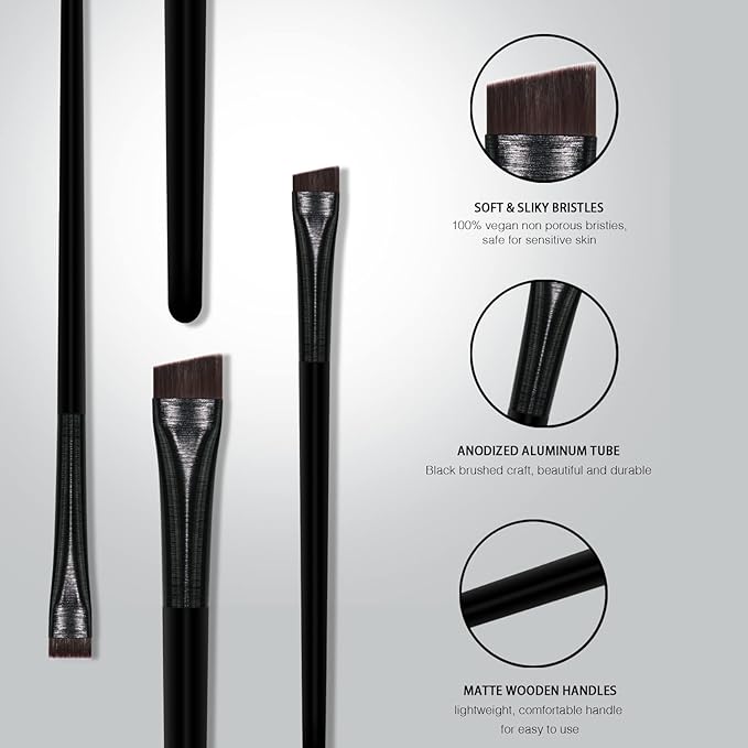 Eyeliner Brush Brow Tint Brushes Eyebrow Brushes Set Fine Angled Point Angled Slanted Tinting Ultra Thin Flat Makeup Premium Eyebrow Precision Gel Professional Soft Synthetic Hairs
