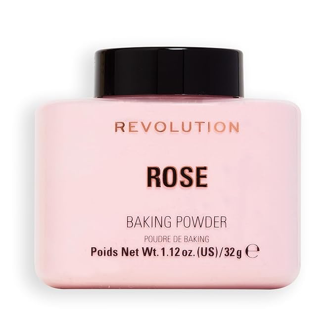 Revolution, Loose Baking Powder, Makeup Setting Powder, Long-Lasting Coverage, Mattifies & Reduces Shine, Rose, 1.12 oz