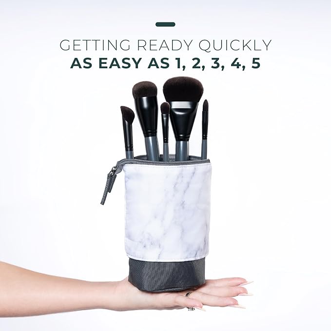 Rose and Ben Beauty Essential Travel 5 Piece Brush Set | Professional Blending Brush for Liquid & Cream Makeup | Cruelty Free