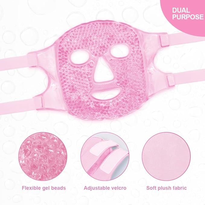 Cold Face Eye Masks Ice Face Mask Hot Cold Compress For Dark Circles, Puffiness, Migraines, Headache, Stress, Redness, Cooling Face Masks For Women Man, Skin Care