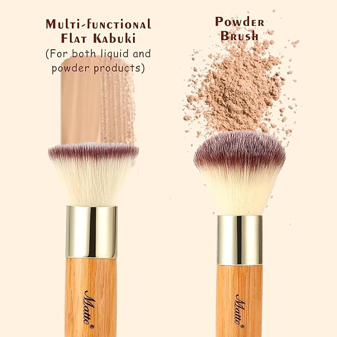Matto Makeup Brush Set 2 Pieces Face Blush Kabuki Powder Foundation Makeup Brushes for Mineral BB Cream