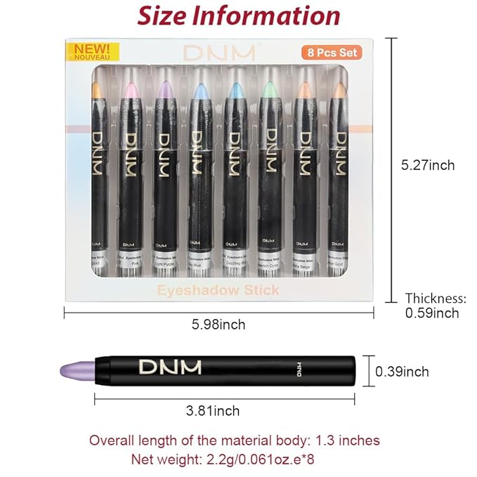 AMY'S DIARY Cream Eyeshadow Stick Set, Waterproof Pearl White, Black, Grey, Silver Shimmer Metallic Eyeshadow Crayon (Set06)