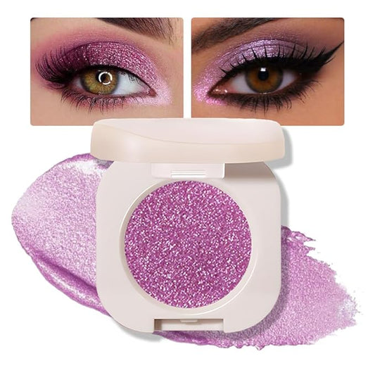 Purple Glitter Shimmer Sparkle Eye Shadow Palette Makeup for Older Women, Glitter Shimmer Metallic Holographic Iridescent Cream Iridescent Single Monochrome Eyeshadow Makeup, 08