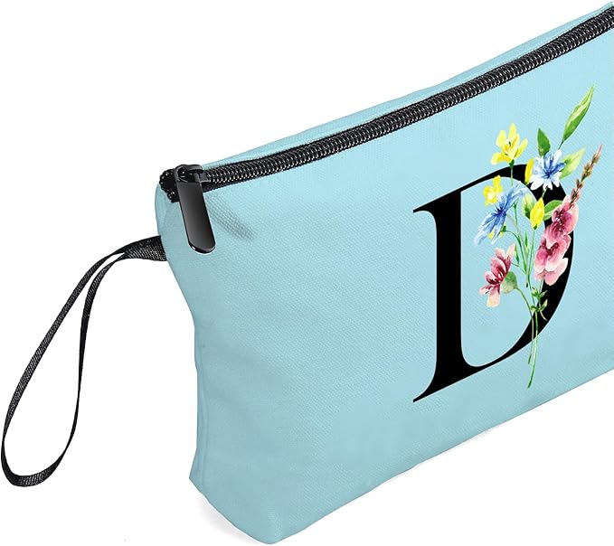 Women Birthday Maid of Honor Monogrammed Gifts for Bride Bridesmaid Sister Friend Her Teacher Makeup Cosmetic Bag with Mirror Mothers Day Christmas Graduation D