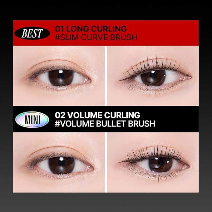 CLIO Kill Lash Superproof Mascara Holiday Gift Set, Long-Lasting & Volumizing, Waterproof, Clmup & Smudge-Free, Stocking Stuffers, Korean Beauty (001 Long Curling + 002 Volume Curling(Mini) +Remover)