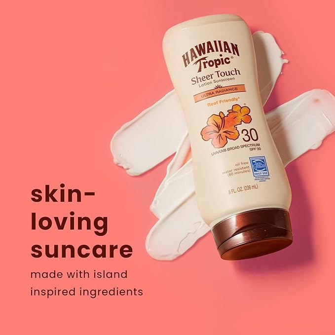 Hawaiian Tropic Sheer Touch Lotion Sunscreen, Ultra Radiance SPF 15, 8 oz (Pack of 2)