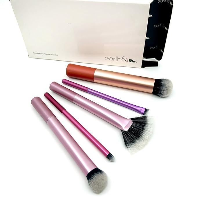 Earth & I 5 Makeup Brush Set, Makeup Brush Set for Eyeshadow, Cosmetic Brushes, Eyeshadow Brushes, Foundation Applicators, Make Up Applicators