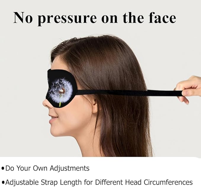 Dandelion Eye Mask Sleeping Mask Fluffy Flowers Plant Black Sleep Masks Silky Soft Eye Cover for Women Men Shading Blindfold for Air Travel Sleeping