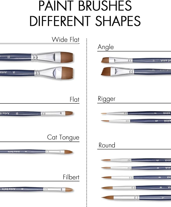 Anka Bella Professional Pre-Quality Face Paint Brushes Set,Including 14pcs Different Size Paint Brushes & Standable Case,Convenient to Use