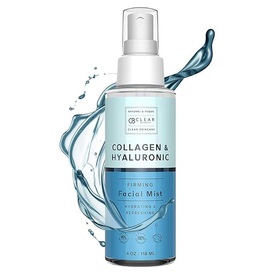 Hyaluronic Acid & Collagen Face Mist - Dermatologist Tested, Moisturizes & Tones Skin, Anti-Aging, Natural Ingredients, Cruelty-Free, 95% Natural - All Skin Types - 4 OZ