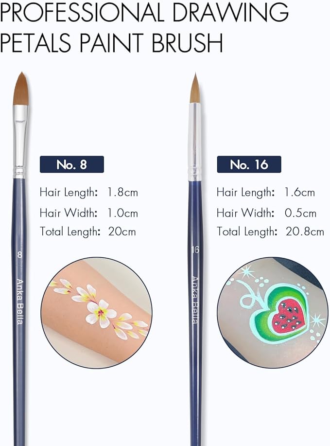 Anka Bella Professional Paint Brushes,4pcs Artist Face Paint Brushes for Drawing Petal