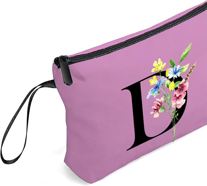 Women Birthday Maid of Honor Monogrammed Gifts for Bride Bridesmaid Sister Friend Her Teacher Makeup Cosmetic Bag with Mirror Mothers Day Christmas Graduation D