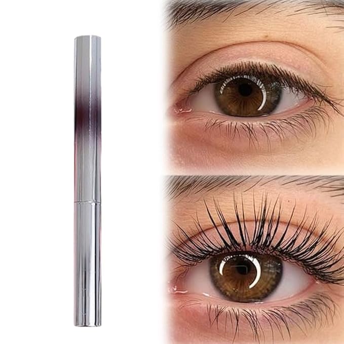 Iron Wand Mascara, Brushless Metal Wand Mascara Black Washable Metal Mascaras, Waterproof Long-Lasting 3D Curling Eyelash Iron Mascaras with No Flaking (Brown)