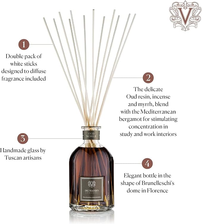 Dr. Vranjes - Oud Nobile 2500 ml Diffuser + Double Pack of White Sticks (3 Pieces Bundle)- Luxury Home Fragrance, Made in Italy, Main Scent: Oriental, Olfactory Pyramid: Bergamot, Oud, Myrrh