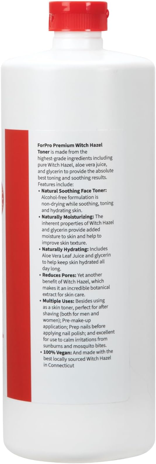 ForPro Premium Witch Hazel Toner, Alcohol-Free, Naturally Soothe, Tone & Hydrate Skin, Vegan, Fragrance-Free, 32 Fl Oz (Pack of 4)