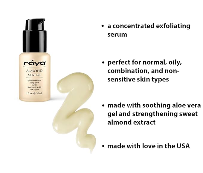 RAYA Almond Serum (508) | Exfoliating Facial Peel for Combination and Oily Skin | Helps Minimize Pores and Brighten Complexion