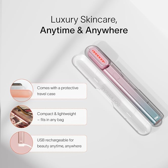 Solawave 4-in-1 Red Light Therapy Wand for Face & Neck | Beauty Device with Galvanic Current, Massager & Warmth | Anti-Aging, Wrinkle Reduction, Skin Tightening, Depuffing & Rejuvenation (Ombre)