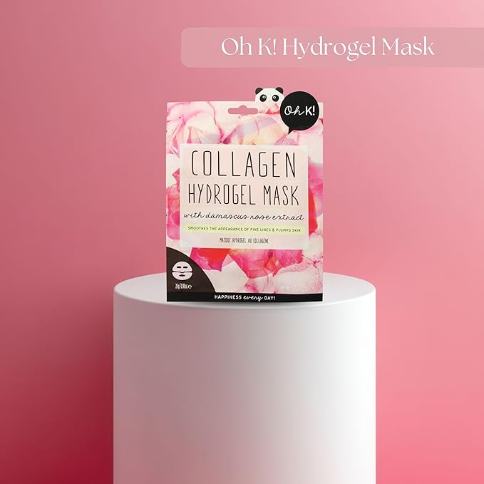 Oh K! Hydrogel Mask - Collagen - Moisturizing Face Mask Sheet - Hydrating Face Sheets - Rich in Collagen, Rose Water - Korean Skincare - 1 Pc