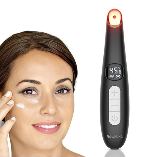 Eye Lift Wand, 3 in 1 Vibrating 98°F to 113°F LCD Eye Massager for Dry Eyes, Dark Circles and Puffiness, Face & Neck Lifting Tool for Fine Lines and Wrinkles, Black