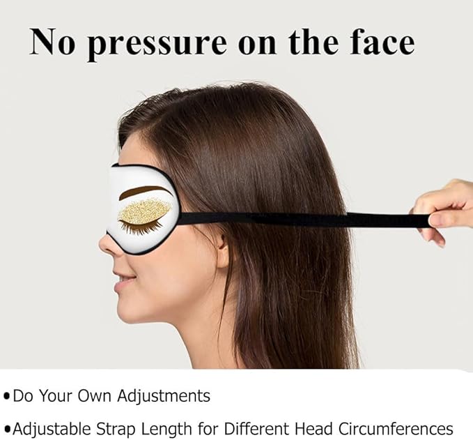 Eyelash Sleep Eye Mask Woman Eye Long Eyelashes Golden Glitters Eyeshadows Makeup Silk Eye Mask Sleeping Soft Eye Shade Cover for Women Boy Girl Airplane Travel