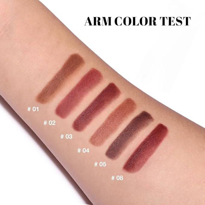 evpct 3Pcs Red Reddish Nude Brown Gradient Matte Lipstick Lip Liner Crayon Combo Pencil Set for Women Long Lasting Waterproof, Cream Lip Liner and Lipstick Combo Makeup，Flawless Gradual Ombre Effect
