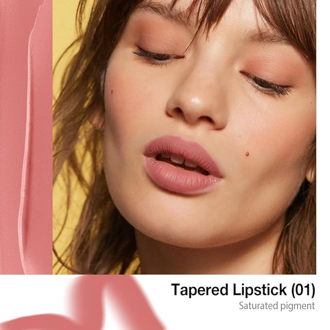 Nude Pink Gradient Matte Lipstick Crayon Lip Liner pencil,Crayon Form and Cone Tip 2-in-1 Lip Liner and Lipstick Lip Combo Set Achieve Flawless Contour Gradual Ombre Effect lip Pencil for Old Women