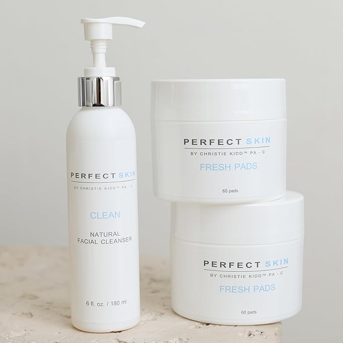 PERFECT SKIN BY CHRISTIE KIDD, Fresh + Clean Duo Perfect Skin by Christie Kidd, PA-C | Natural Face Cleanser & Exfoliating Pads Set | Clean, Soothe, and Refine Skin