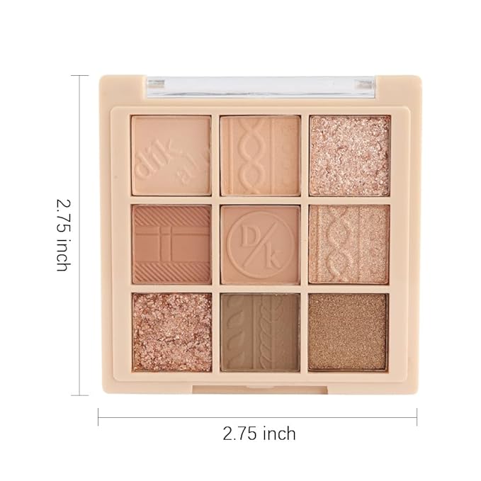 Matte Shimmer Pink Brown Eye Shadow Palette Makeup,Eyeshadow Long Lasting Waterproof Cruelty-Free , 9 Blendable Shades in Smooth Matte and Shimmer Finishes with Gorgeous Pearls for Girls (15#)